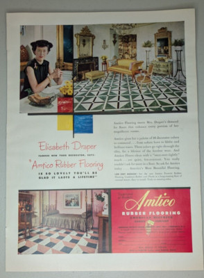 1952 Amtico Vintage Print Ad Flooring Tile Rubber Plastex Designer Modern MCM