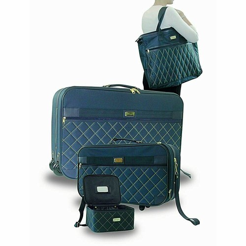 4tlg Gepäck Reisetaschen Deluxe Reise Flugkoffer Waschtischtasche und Koffer - Bild 1 von 3