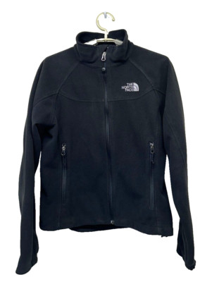 The North Face Women Small Petite Windwall Full Zip Soft Shell Jacket Black Nice