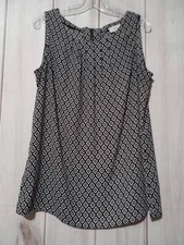 Loft Shirt Ladies Large Black Sleeveless Satin