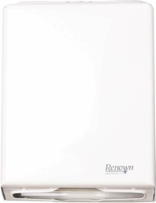 Renown REN05134 Metal Folded Hand Towel Dispenser White 4.3'' x 16.1'' x 11.4''