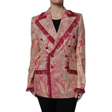 DOLCE & GABBANA Jacket Pink Gold Jacquard Nylon Coat Blazer IT36/US2/XXS 4130usd