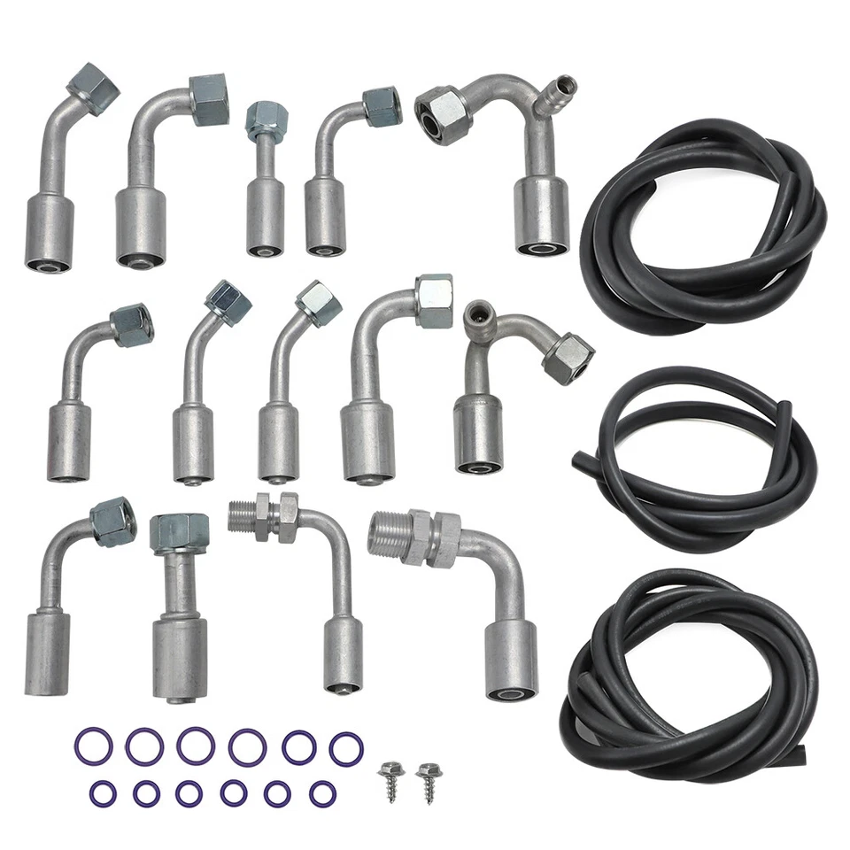 Universal 134a Air Conditioning Hose Kit R-Ring Fittings Drier A/C Hose Assembly - Image 2 of 4