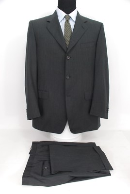 Canali Italy Exclusive Collection 3Btn Suit Charcoal Gray Pinstripe