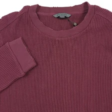 $188 John Varvatos Distressed Landis Waffle Knit Sweater Oxblood Red Mens Medium