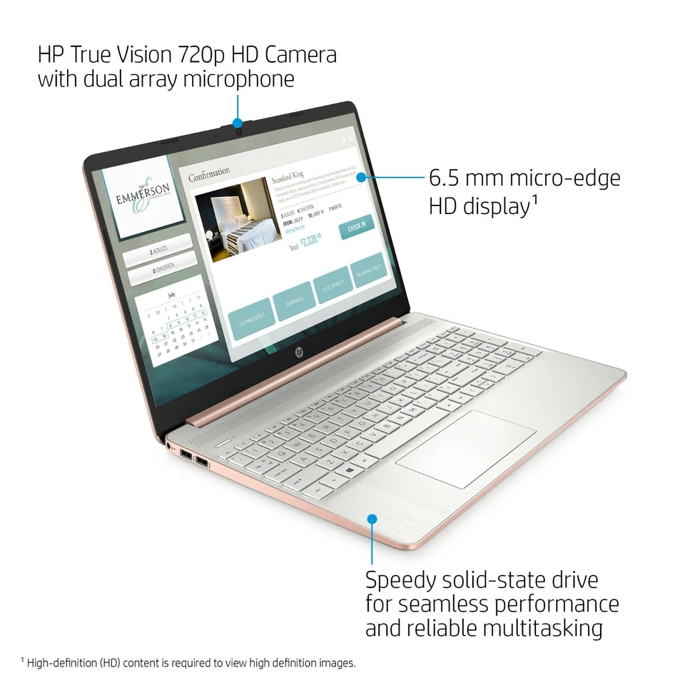 NEW! HP 15.6" LED Laptop AMD 3.20GHz 4GB 128GB SSD WebCam HDMI FREE MOUSE & CASE - Image 2 of 4