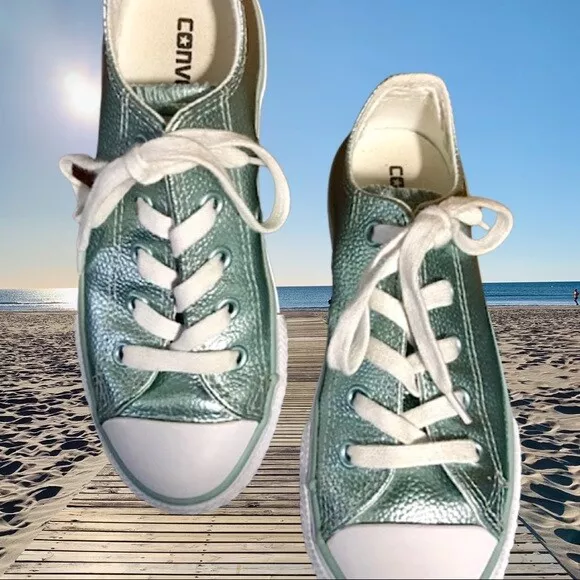 Girls aqua cheap converse