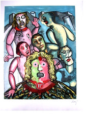 Enrico Baj acquaforte acquatinta 60x80 incisione firmata, con certificato. Arte.