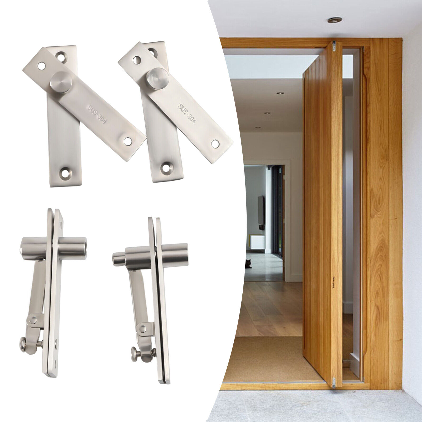 360° Degree Rotation Hidden Door Pivot Hinge Stainless Steel Furniture  Hardware