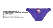Juniors Ribbed Cheeky Bikini Bottom - Xhilaration Color Purple, Size L 8/10