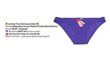 Juniors Ribbed Cheeky Bikini Bottom - Xhilaration Color Purple, Size L (8/10)