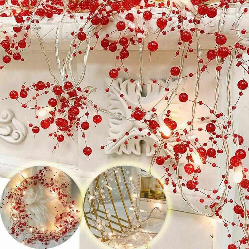 LED BerryBeaded Lighted Flower Christmas Garland Xmas Tree Home Party