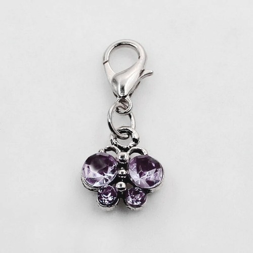 Charm Clip-on Butterfly Rhinestone Bracelet Zipper Keychain Stitch Mark - Picture 3 of 9