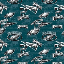 BTY NFL Philadelphia Eagles Logos Pendent Cotton Fabric 70114 By The Yard