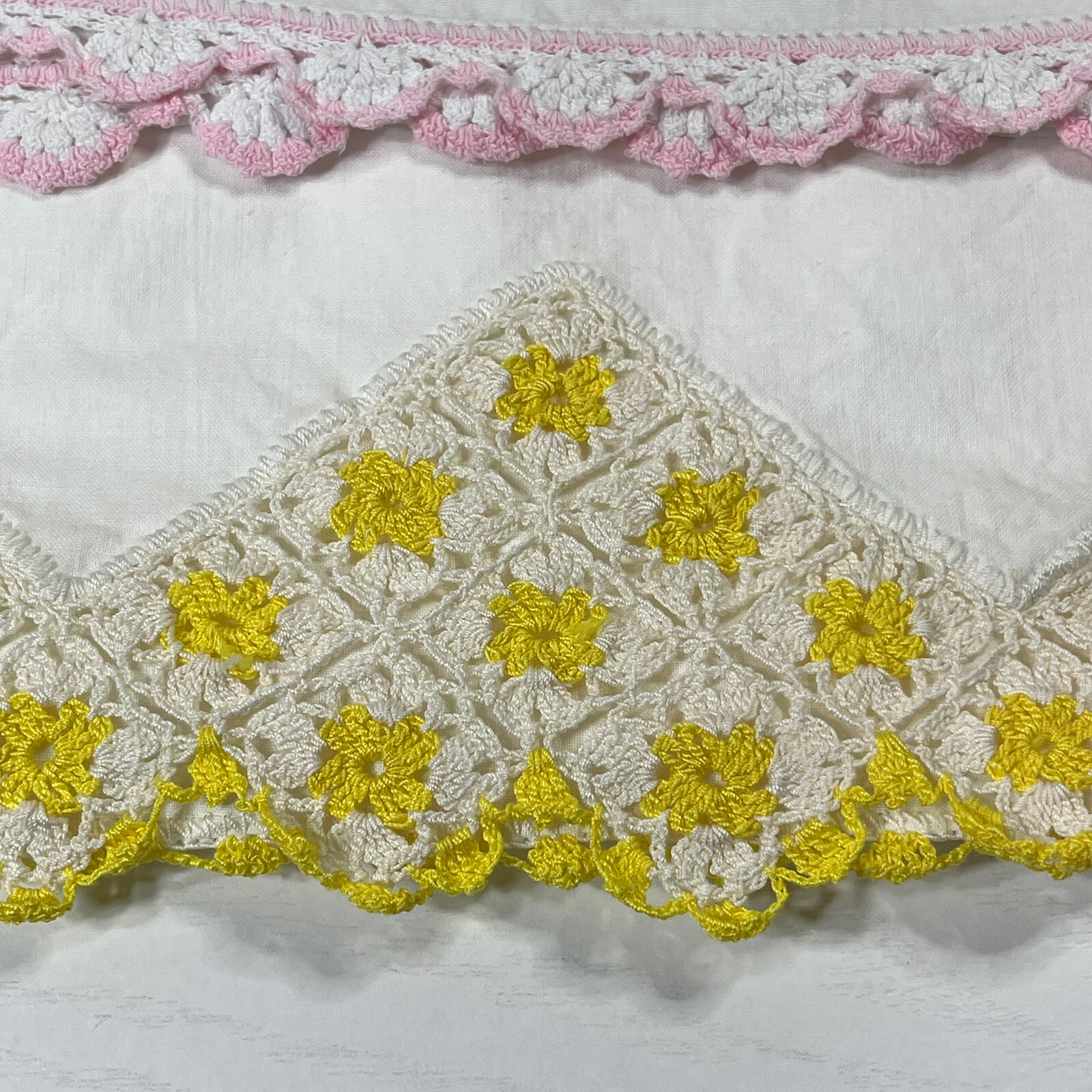Vintage Crocheted Embroidered Pillowcases Lot of 4 Rosettes eBay