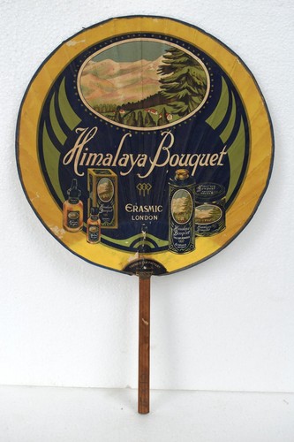 Vintage Advertising Hand Fan Of Himalaya Bouquet Erasmic London Litho Collectibl - Picture 2 of 6