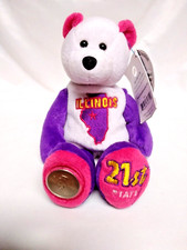 ILLINOIS LIMITED TREASURES PLUSH 50 STATE QUARTER COIN BEAR 21ST STATE NEW 