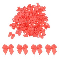 50 Pcs Mini Ribbon Bow 1" Mini Fabric Satin Ribbon Flower Bows Coral Pink