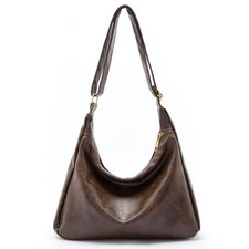 celestina Hobo Bags for Women, Ultra Soft Foldable Vegan Leather Shoulder Brown