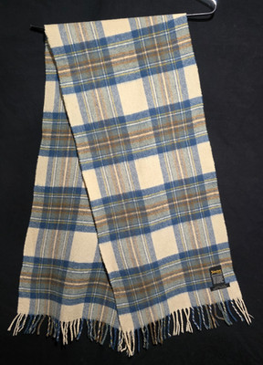 Johnstons of Elgin Scotland 100% Cashmere Scarf Muted Blue Dress Stewart
