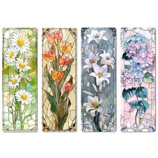 Lesezeichen Blumen Leser PET Buchzubeh&ouml;r Buchdekoration 4 St&uuml;ck 15 x 5 cm