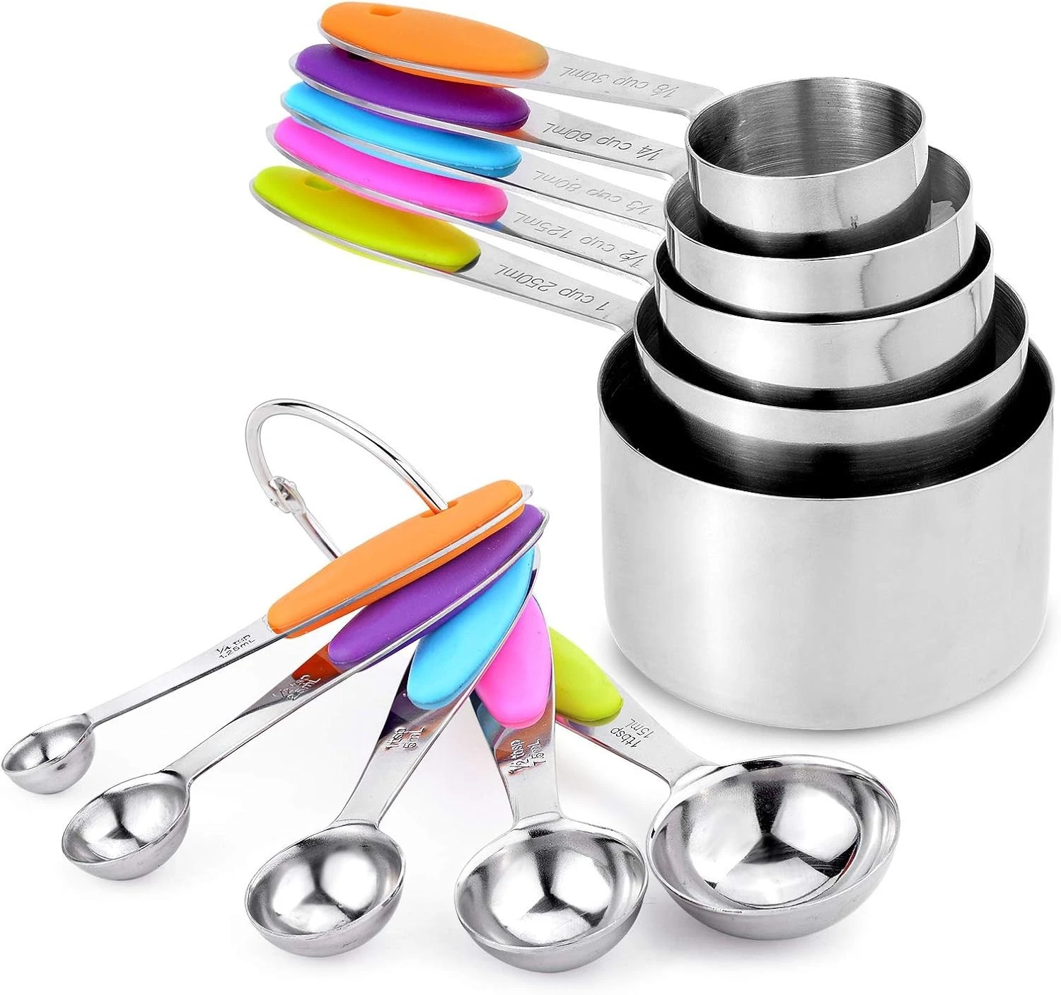 10 Piece Measuring Cups and Spoons Set in 18/8 Stainless Steel