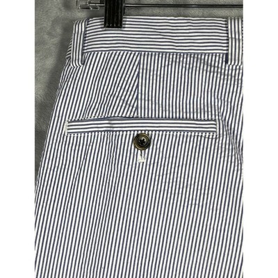 Brooks Brothers 346 Mens Blue White Seersucker Striped Cotton Pants W33 L30