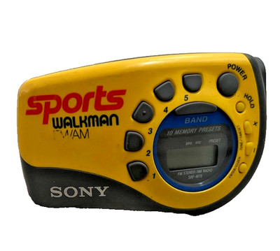   Vintage Sony SRF-M78 Sports Walkman FM/AM Digital Radio - Yellow W/ Armband