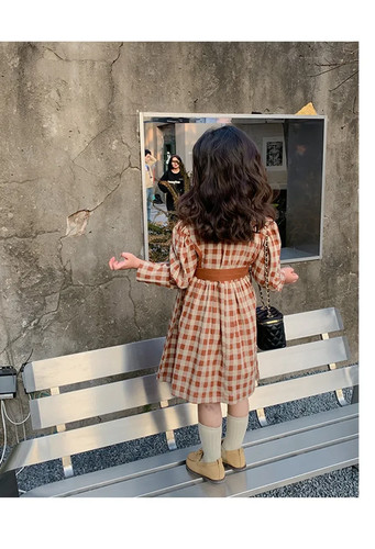 Girls Basic Plaid Print Round Neck Long Sleeve Casual Dress sz 18 months - Picture 2 of 9