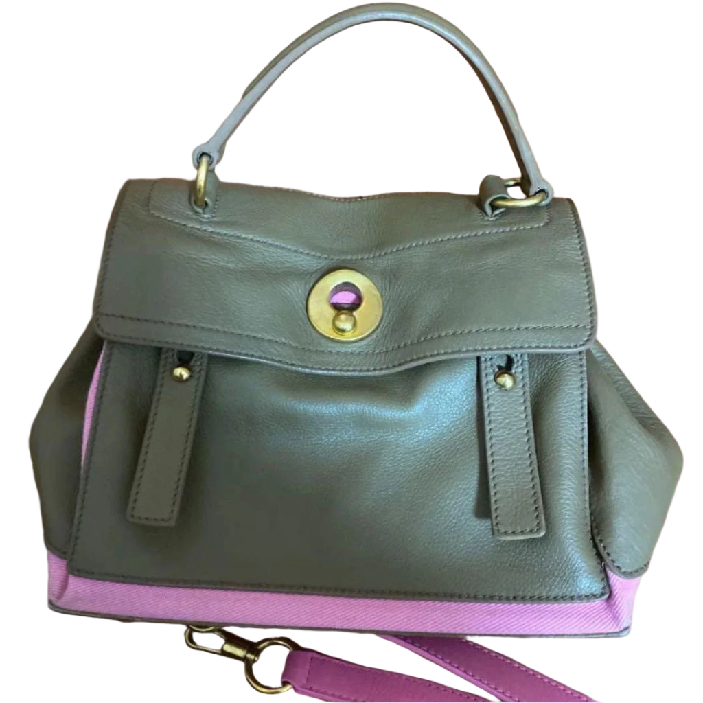 Yves Saint Laurent M due borse rare kaki × rosa borsetta vintage oggetto unico