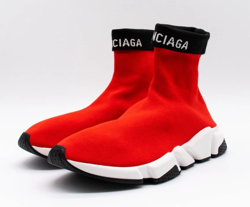 Balenciaga — Balenciaga Speed Trainer Cuffed "Red Black"  (Men's EU 46 - US size 13) New
