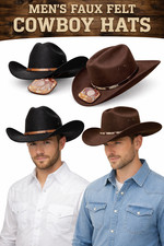 Men's Faux Felt Western Cowboy Tejana Sombrero Vaquero Mexican Hat