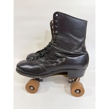 De colección Chicago Roller Skate Co Patines Cuádruples de Cuero Negro Hyde Betty Lytle Para Hombres 7