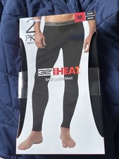32 Degrees Men's M Heat Stretch Quick-Dry Base Layer Pant 2-Pack, Black