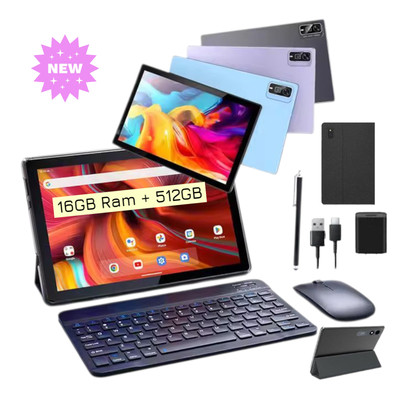 10.1'' Tablet 16G+512GB GPS Wi-Fi 5G Dual Sim 4G LTE Android 13 Keyboard, Mouse