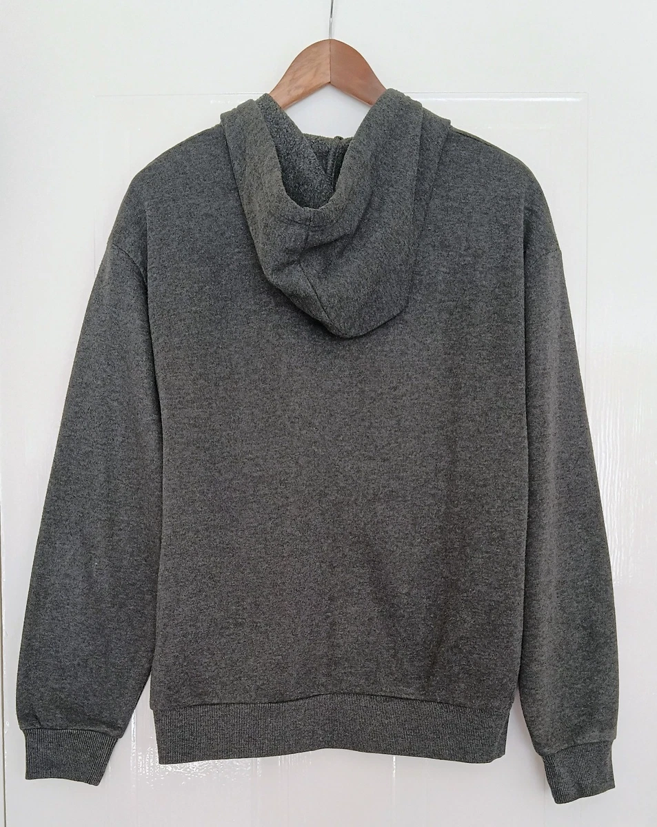 Sudadera con capucha Lee Cooper Originals para hombre gris jaspeado forrada de lana con cremallera talla M