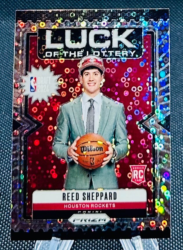 2024-25 Panini Prizm Luck of the Lottery Disco Reed Sheppard Houston Rockets Rc