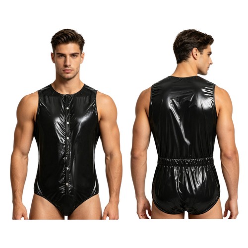 Men Bodysuit Party Unitard Side Zippers Jumpsuit Crotch Nightwear Clothing Wear - Picture 16 of 41
