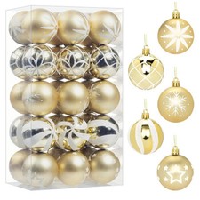 30 Pcs Gold  White Christmas Ball Ornaments 2.36  Shatterproof Christmas Decor