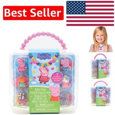 DIY Peppa Pig Necklace Craft Kit: 5 Charms  150 Colorful Beads Included