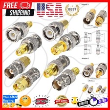 8-Piece SMA to BNC RF Coaxial Adapter Kit, Gold Plated Brass, Includes SMA Ma...