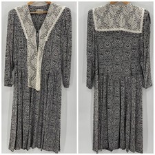 Vintage Karin Stevens Steven Stoller Lace Detail Floral Cottagecore Midi Dress