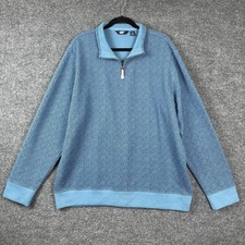 Lands End Men's Sweatshirt Size XL Blue Long Sleeve 1/4 Zip Pullover Mock Neck