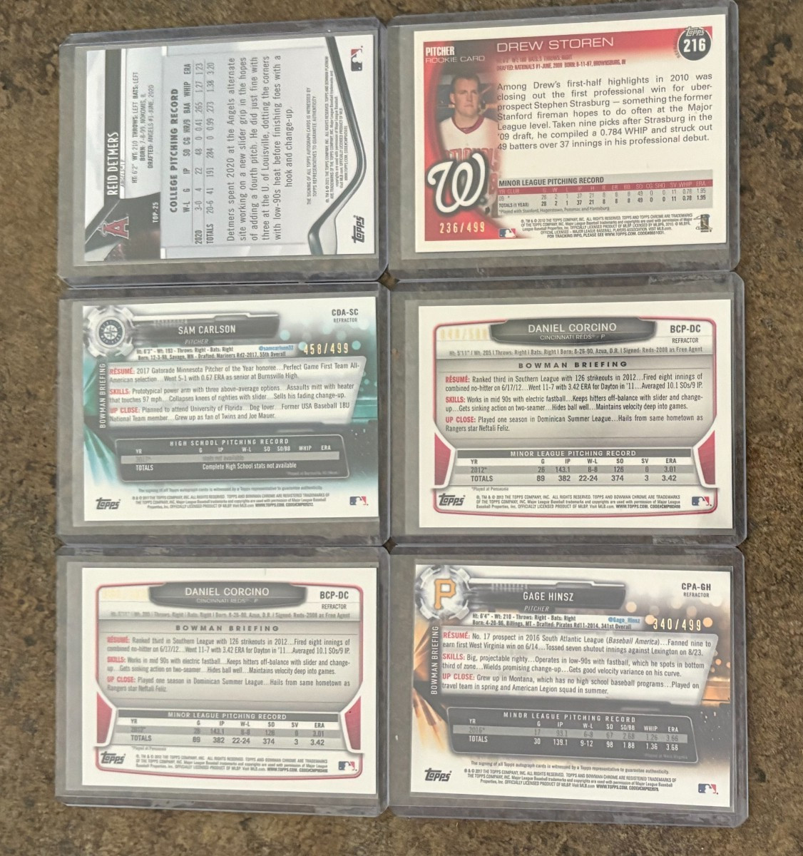 BOWMAN AND TOPPS CHROME MLB BASEBALL AUTOGRAPHED NUMBERED CARDS (LOT OF 6) view 3