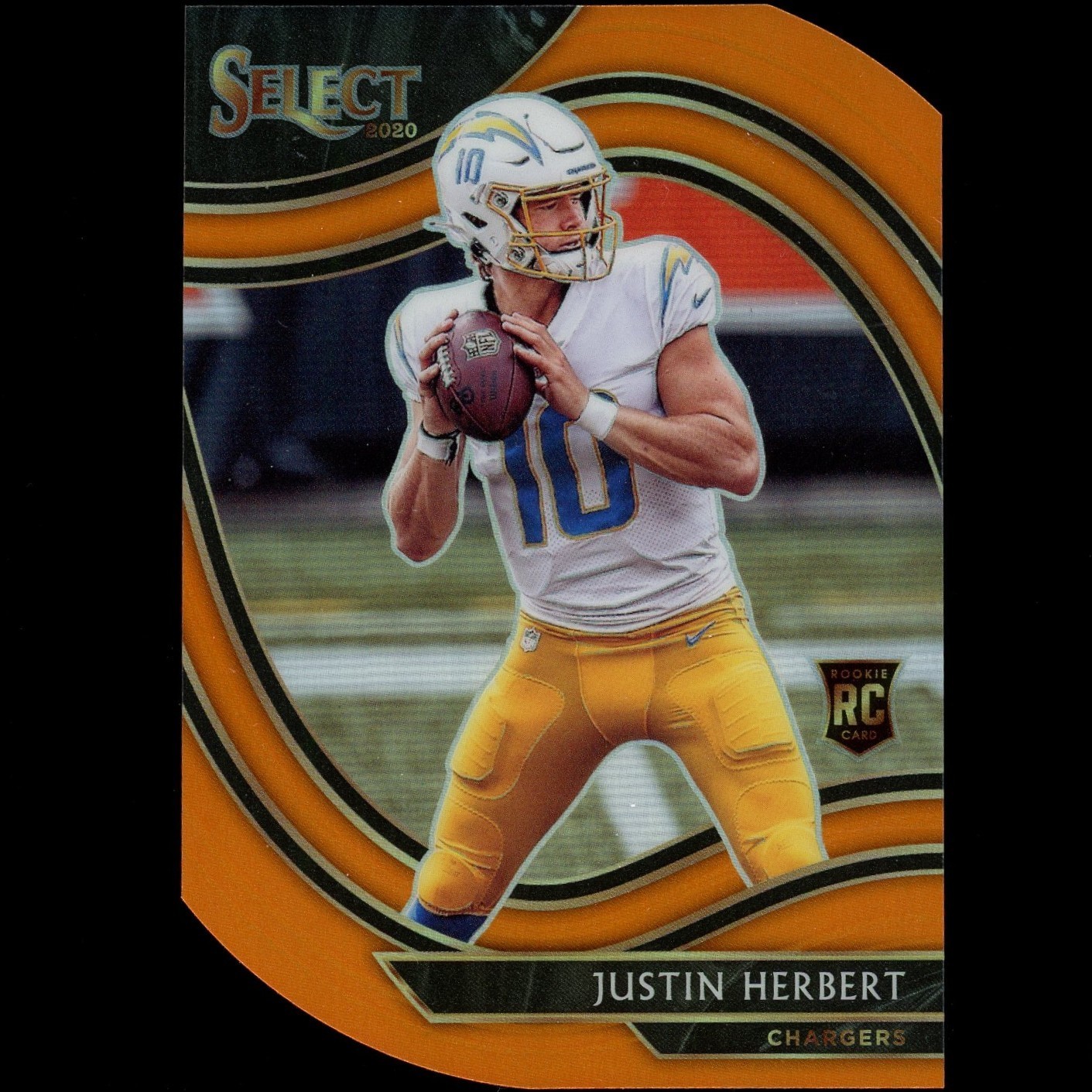 2020 Panini Select #344 Justin Herbert RC Field Level Orange Prizm Die-Cut SP