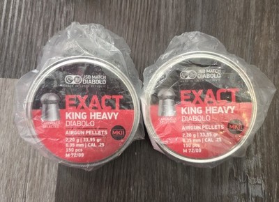 JSB Match Diabolo Exact King Heavy MKII .25 Cal 33.95 Gr 300 Ct (2 tins 150)
