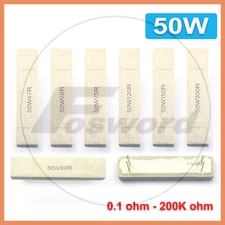 50 Watt Wire Wound Cement Resistors Horizontal 0.1 ohm to 200K ohm 5% Full Range