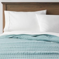 Threshold Velvet Quilt Solid Quilted Lightweight OEKO-TEX, Light Teal Blue, King