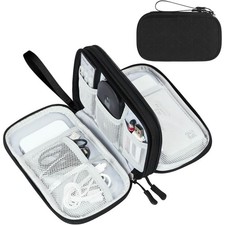 FYY Electronic Organizer, Travel Tech Pouch Bag, Medium, Black Quilted