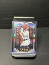 Aidan Miller VIP Chrome Refractor Rookie RC 2025 Bowman Card #VIP-19 Phillies. rookie card picture